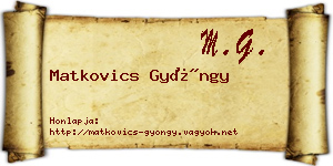 Matkovics Gyöngy névjegykártya